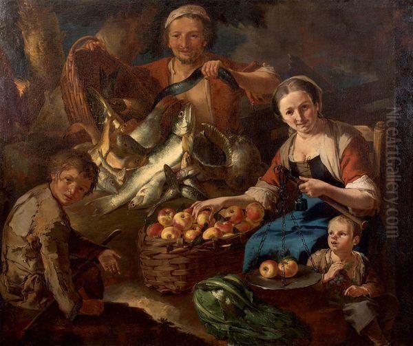 Une Famille De Marchands Oil Painting by Giacomo Francesco Cipper