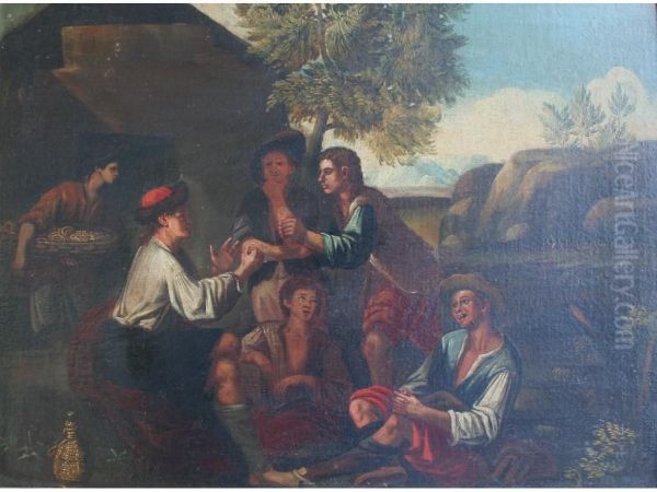 Italian Peasants Amusing Themselves Oil Painting by Giacomo Francesco Cipper