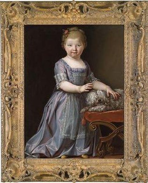 Portrait Of A Young Girl With Her Dog Oil Painting by Pier Francesco Cittadini Il Milanese