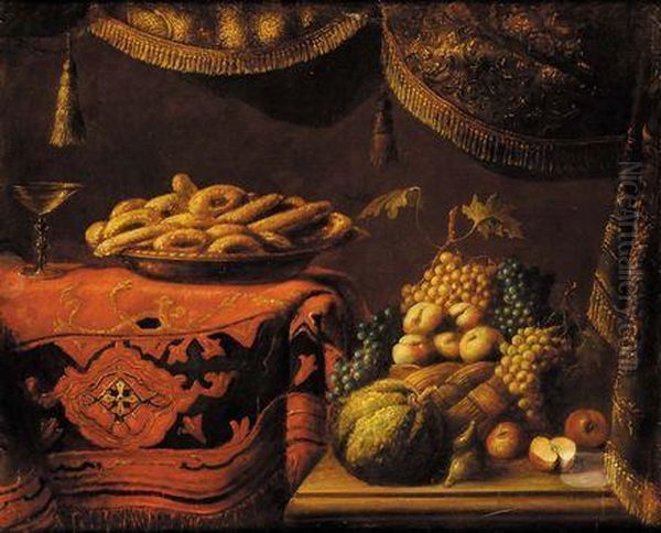 Natura Morta Con Frutta E Tappeto Oil Painting by Pier Francesco Cittadini Il Milanese