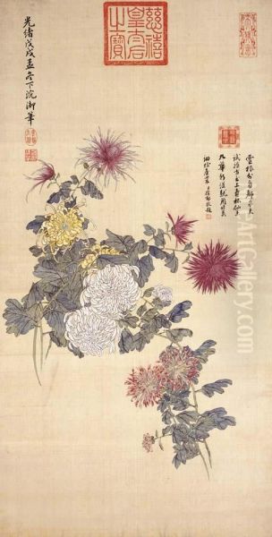 Chrysanthemum Oil Painting by Dowager Empress Cixi