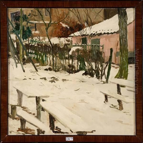 Le Vieux Cornet Sous La Neige Oil Painting by Albert Claes-Thobois