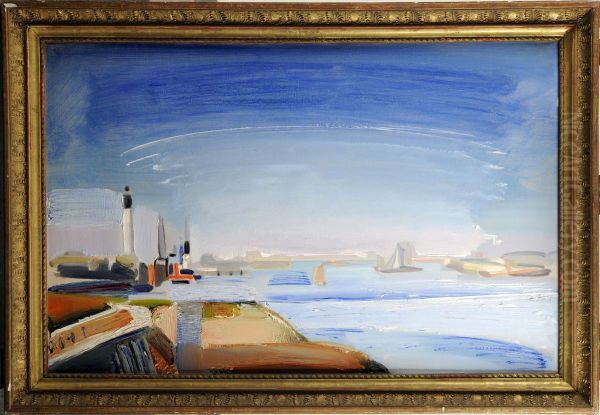 Vue Du Port D'ostende Oil Painting by Albert Claes-Thobois