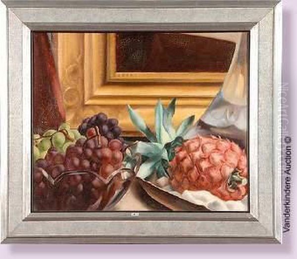 Nature Morte A L'ananas Et Aux Raisins Oil Painting by Albert Claes-Thobois