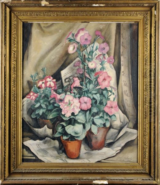 Vase Garni De Fleurs Oil Painting by Albert Claes-Thobois