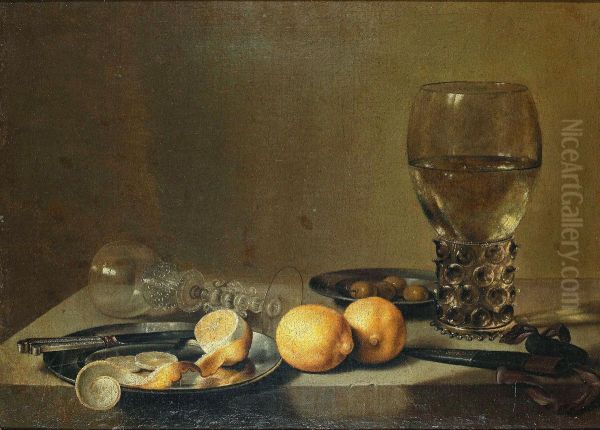 Stilleben Med Citroner Oil Painting by Pieter Claesz.