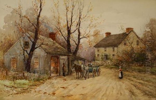 The Crossroads Smithy Oil Painting by Joseph C. Claghorn