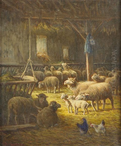 Les Moutons Dans La Bergerie Oil Painting by Charles Clair