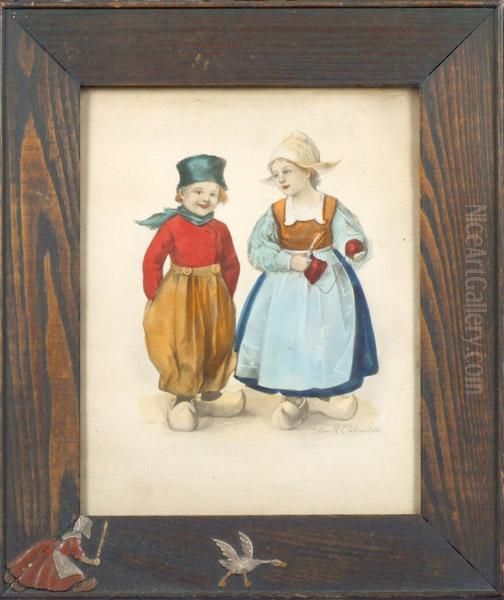 Commercial Artist Known For Postcards Oil Painting by Ellen H. Clapsaddle