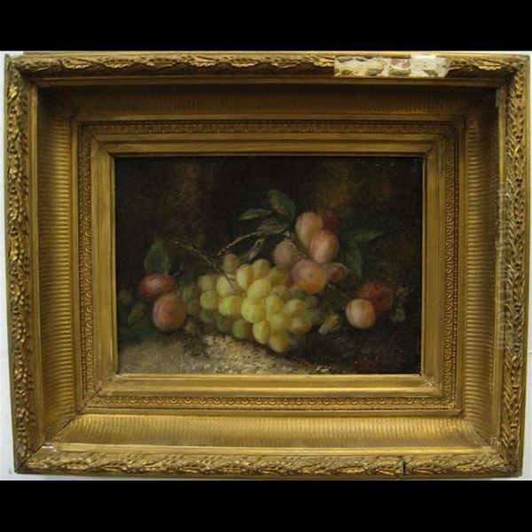 Still Life (grapes And Plums) Oil Painting by Joseph Clare