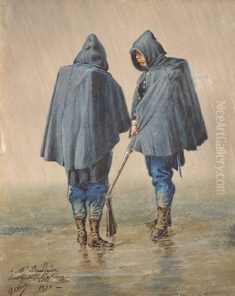 Chasseur Sous La Pluie Oil Painting by Gaston Claris