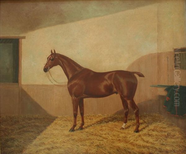 A Light Bay In A Stable Oil Painting by A. Clark