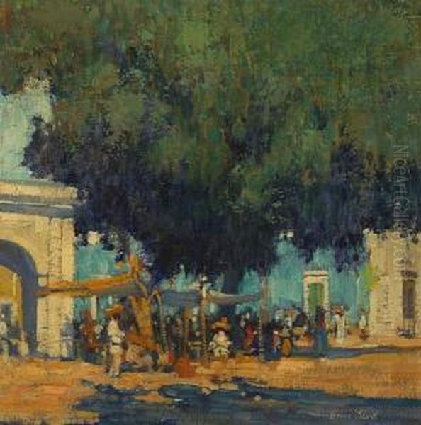 Mexican Market Oil Painting by Alson Skinner Clark