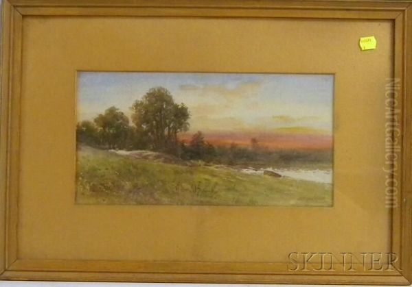 Sunset View With River Oil Painting by C. Myron Clark