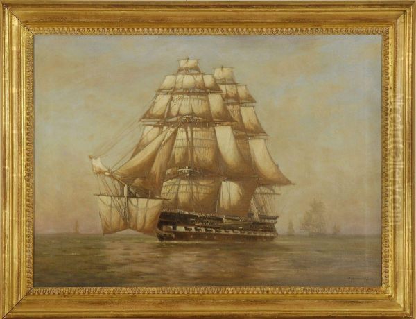 The U.s.s. Oil Painting by C. Myron Clark