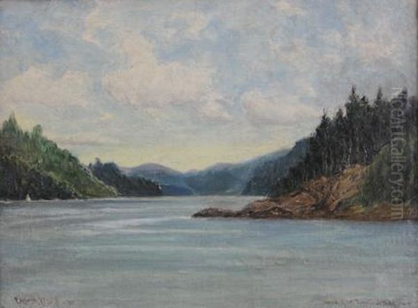 Lake View, Possibly Lake Seymour In Vermont Oil Painting by C. Myron Clark