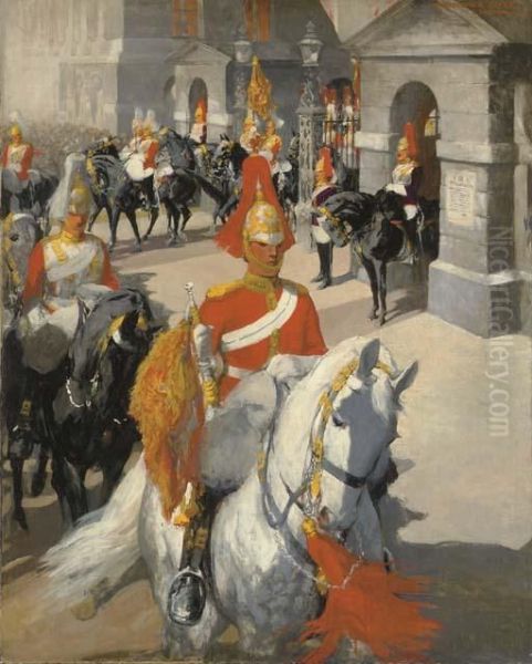 The Regiment Leaves The Horse Guards Parade Oil Painting by Christopher Clark