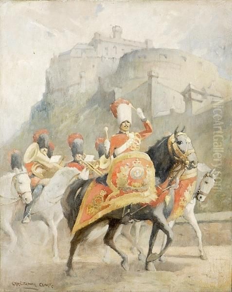 The Royal Scots Greys, Edinburgh Castle Oil Painting by Christopher Clark