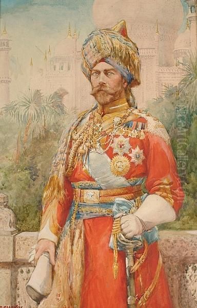 Portrait Of H.m.king George V At The Delhi Durbar Oil Painting by Christopher Clark