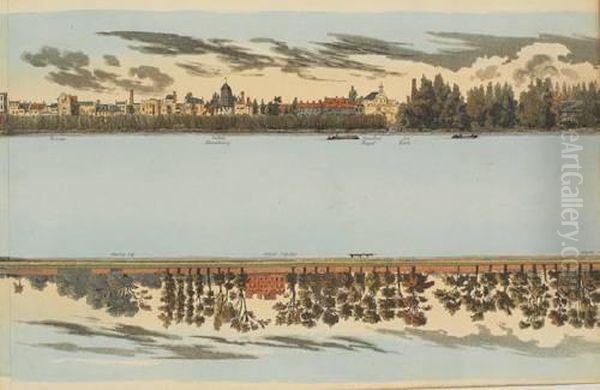 The Panorama Of The Thames From London To Richmond, Exhibiting Every Object On Both Banks Of The River...and A General View Of London Oil Painting by John Clark