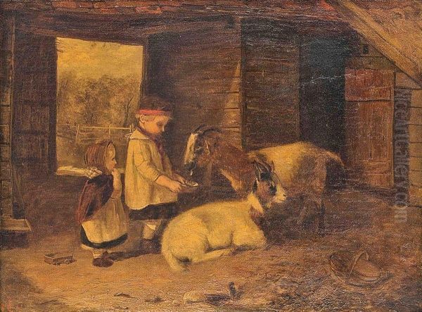 Feeding The Pets Oil Painting by Joseph Clark