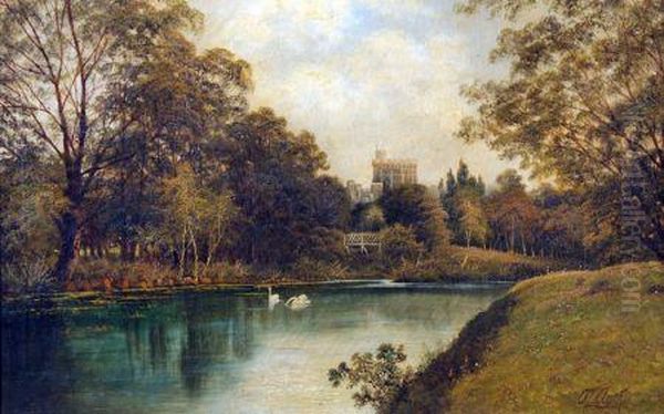 Windsor Castle From The River Oil Painting by Octavius Thomas Clark