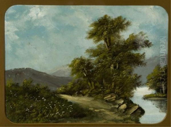 Landscape Scene With River Oil Painting by Octavius Thomas Clark