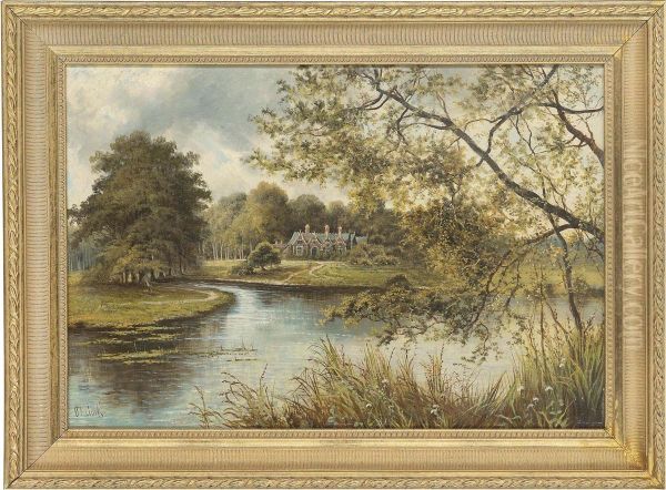 Cottage, Thought To Be At Sandringham Oil Painting by Octavius Thomas Clark