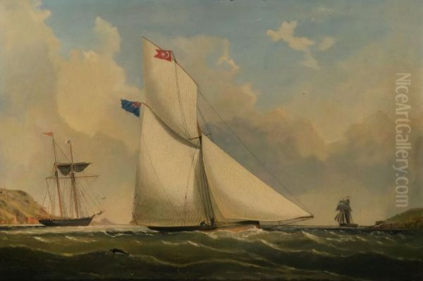 A Sailing Cutter Off The Scottish Coast Oil Painting by William Clark Of Greenock