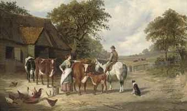 In The Farmyard Oil Painting by Joseph Clark