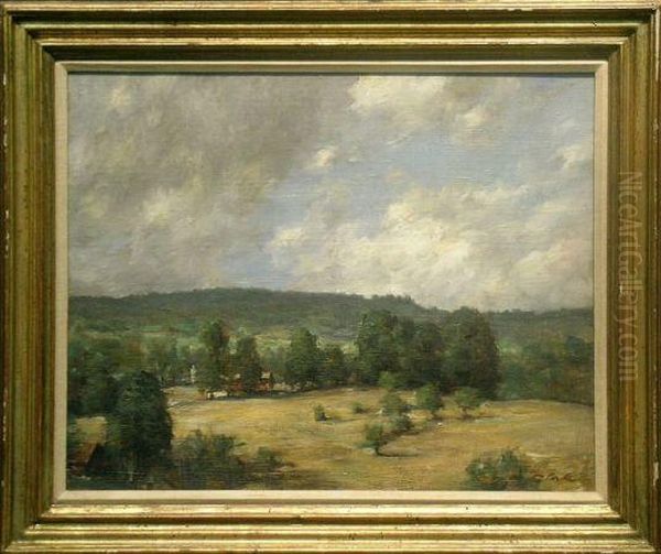 Vermont Hills And Woman Bather, Study: A Double-sided Work Oil Painting by Thomas Clark