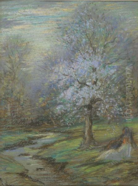 Trees In A Meadow Oil Painting by Walter Clark