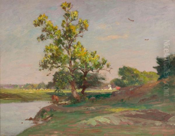 Landscape With River Oil Painting by Walter Clark