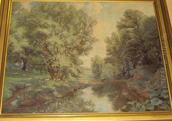 The Banks Of The Bollin In Summertime Oil Painting by A. Clark