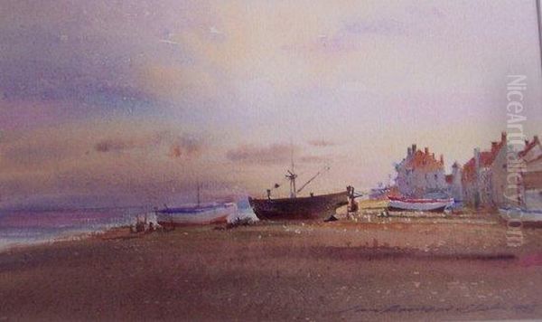 Quiet Evening At Aldeburgh Oil Painting by A. Clark