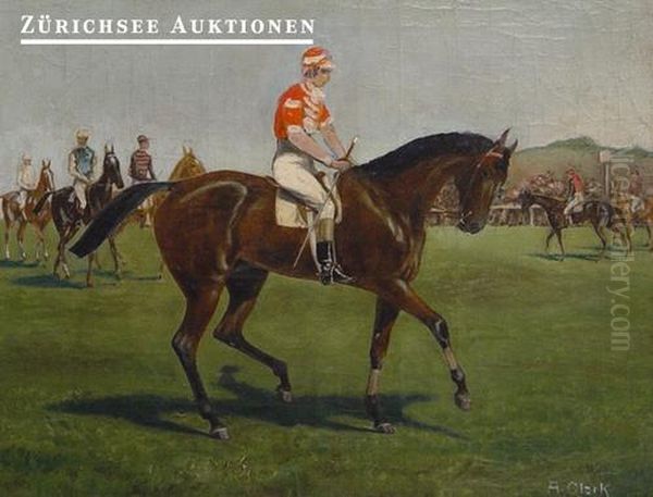 Jockeys Beim Einreiten Oil Painting by A. Clark