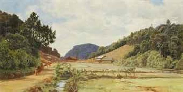 Figures On A Track Near A Tea Factory, Ceylon Oil Painting by L.J. Graham Clarke