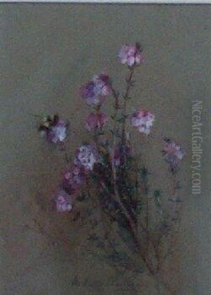 Bumble-bee On Crossleaved Heath Oil Painting by Marian Eagle Clarke