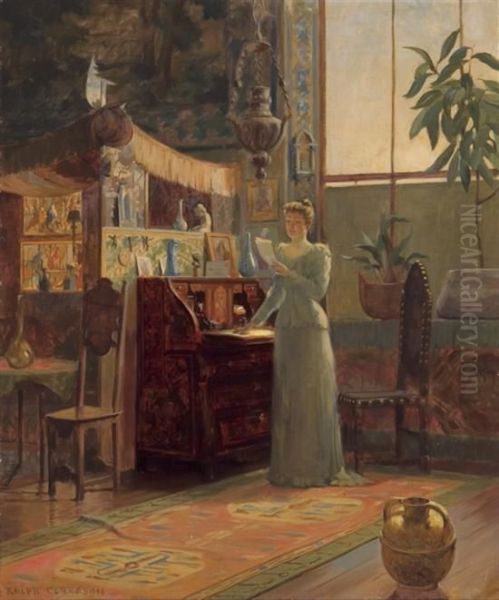 Reading The Letter Oil Painting by Ralph Elmer Clarkson