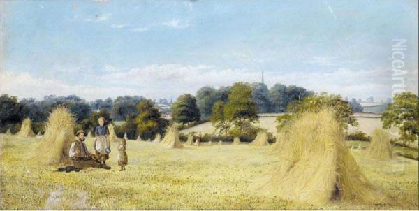 Resting By The Haystacks Oil Painting by Robert Clarkson