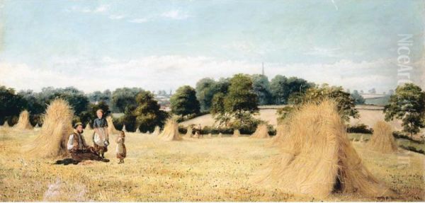 Harvesting Oil Painting by Robert Clarkson