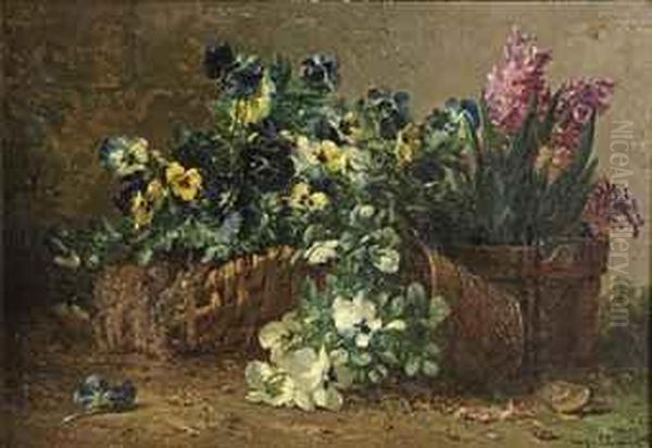 Violets And Hyacinths In Pots Oil Painting by Eugene Claude