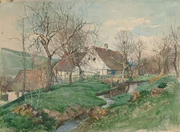 Fruhling In Goppeln. Oil Painting by Wilhelm Ludwig H. Claudius