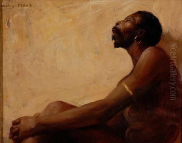 African Man In Profile Oil Painting by William Anton Joseph Claus