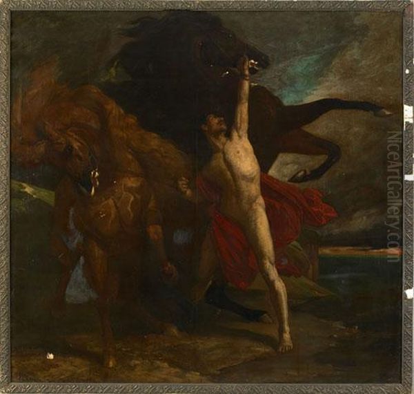 Automedon With The Horse Of Achilles Oil Painting by William Anton Joseph Claus