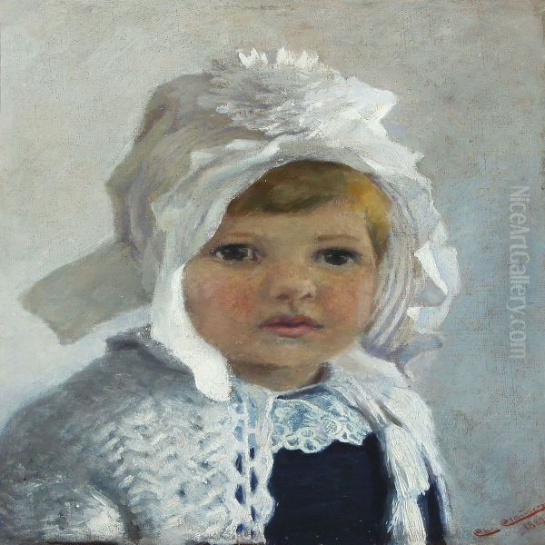 Blond Haired Girl Oil Painting by Christian Clausen