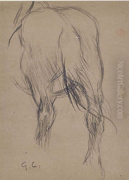 Study Of The Hind Quarters Of A Horse Oil Painting by George Clausen