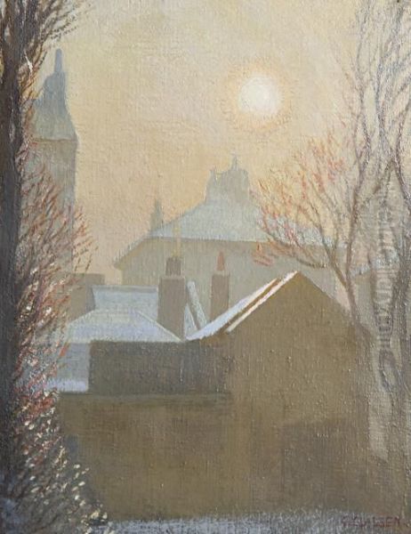 A Winter Morning In London Oil Painting by George Clausen