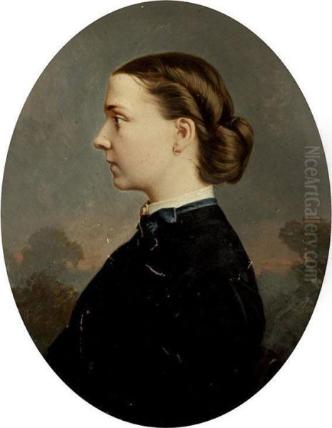 Portrait De Jeune Femme Oil Painting by Eugene Pierre Claveau