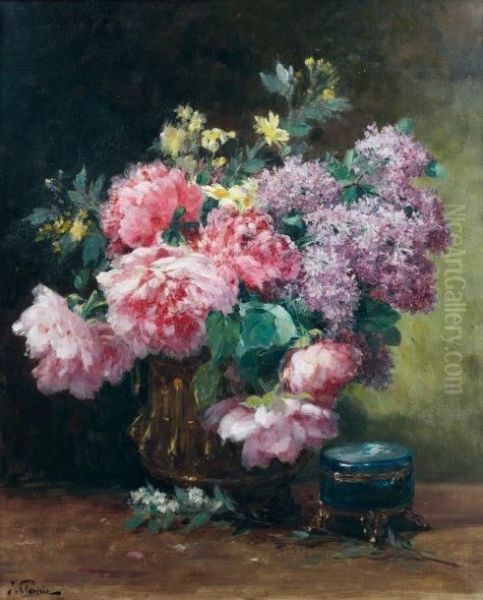 Bouquet De Fleurs Oil Painting by Justin Jules Claverie